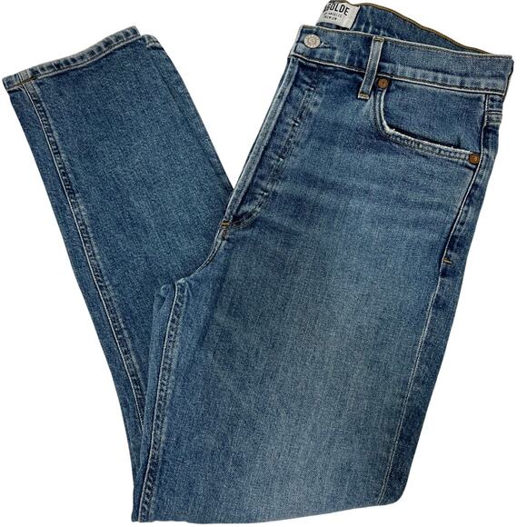 Agolde Button Fly Tapered Leg Nico Denim High Rise Blue Jeans Blue Size 30 Retro - Picture 2 of 12